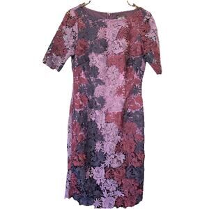 Beautiful Flowered Lace Tahari Purple, Maroon, And Lavender dress, Size 2